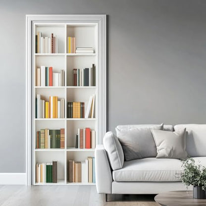 arricraft 2 Sheets Self-Adhesive Door Sticker, 80cmx200cm/31.5x78.7inch White Bookcase Bookshelf Door Murals Stickers PVC Removable Wallpaper Decoration for Bedrooms Living Room - style: White Bookcase Bookshelf