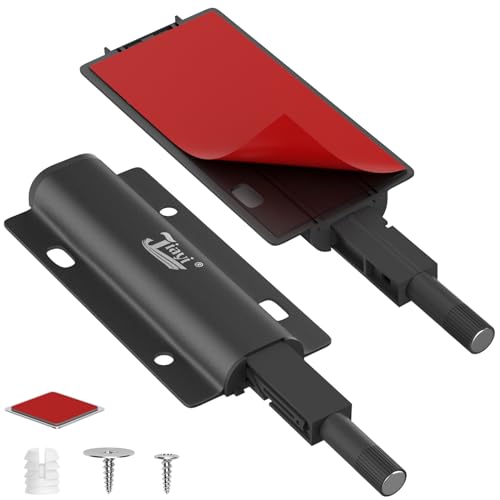Jiayi Push to Open Door Catch 2 Pack Touch Open Door Latch for Drawer Cpboard Closure, Magnetic Push Latch for Cabinet - color: Black, size: ef of 2 pk