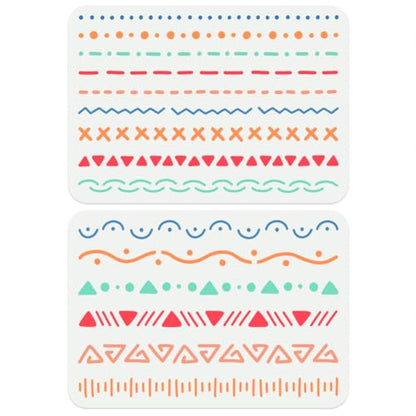2Pcs Decorative Dot Line Stencils for Painting, Reusable Dotted Line Stencil Drawing Templates, Symbol Border DIY Craft Paint Templates for Wall Home Decor Wood Burning Canvas Journal Card - style: Dot Line
