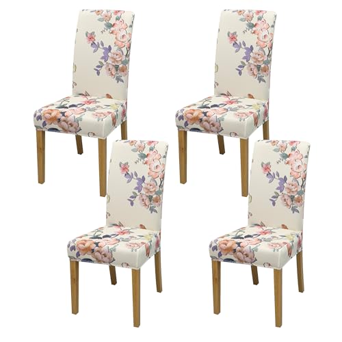 Dining Chair Covers, Stretch Seat Covers, Washable Furniture Protector - color: A Hundred Flowers, size: ‌Milk Silk