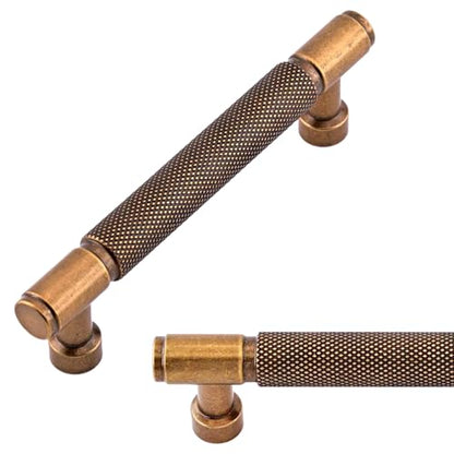 10 Pack Antique Brass Knurled Cabinet Pulls 3.75 Inch(96mm) Kitchen Cabinet Handles Cabinet Hardware for Drawer Pulls - color: Antique Brass, size: 3.75" Hole Center