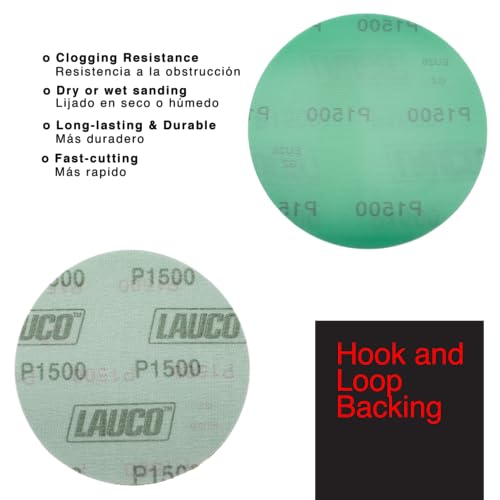 Premium 6" Hook and Loop Sanding Discs (Box of 50) - Hook and Loop Backing Discs for DA Orbital Sanders - Automotive Sanding Wood Furniture Finishing (GRIT-1500) 25946 - size: GRIT-1500