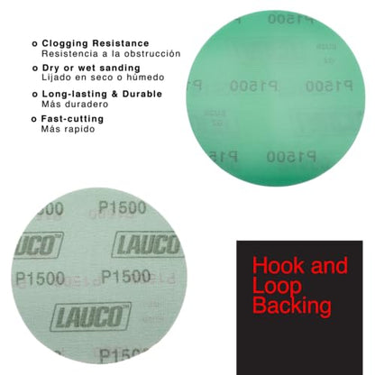 Premium 6" Hook and Loop Sanding Discs (Box of 50) - Hook and Loop Backing Discs for DA Orbital Sanders - Automotive Sanding Wood Furniture Finishing (GRIT-1500) 25946 - size: GRIT-1500