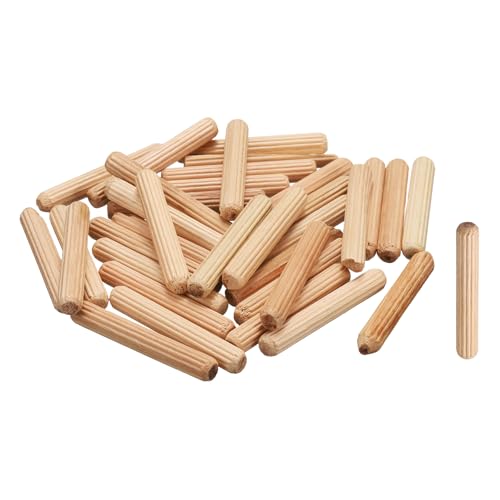 MECCANIXITY Wooden Dowel Pins 1/4" x 1-19/32" (6mm x 40mm) Straight Dowel Rods Wood Fluted Dowels Rods for Crafts Furniture DIY Hardwood Count 50 - size: 1/4"x 1-19/32" (6mm x 40mm)