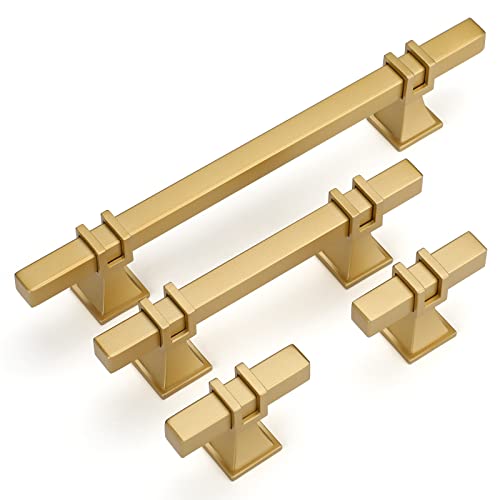 Goldenwarm Gold Cabinet Pulls 5" Brushed Brass Cabinet Pulls 10 Pack - color: Matte Gold, size: 5 Inch Hole Centers