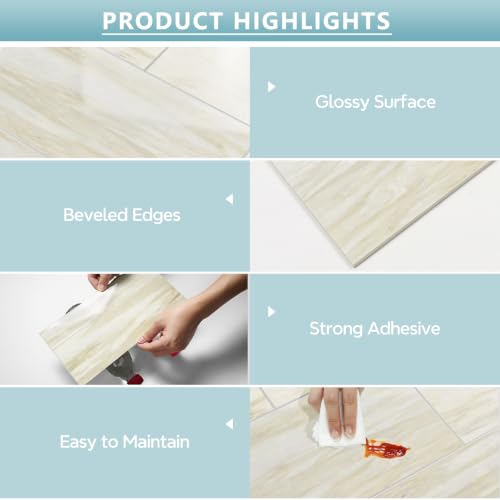 Vamos Tile Peel & Stick Backsplash on Subway Tile,22-Pack 6''x12'',Glossy - color: Eurasian Wood Grain with White Grout