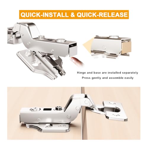 20Pcs Soft Close Inset Cabinet Hinges with Clip-On Plate - color: Inset, size: 20 Pieces