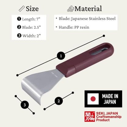 ALLEX Right Angle Paint Scraper Tool 2" Bent Scraper 90 Degree, Heavy Duty Full Tang, Sharp Japanese Stainless Steel Blade, Professional Scraper Knife for Paint, Metal, Carbide, Rust, Made in JAPAN