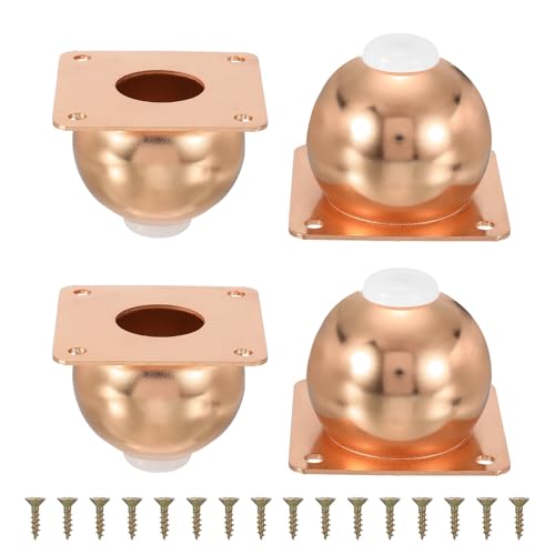uxcell Legs for Furniture Set of 4, Heavy Duty Metal Sphere Furniture Feet with Rubber Pads for Dresser, Sofa, Tables, Bed and Cabinet(2.36", Rose Gold) - color: Rose Gold, size: 2.36"