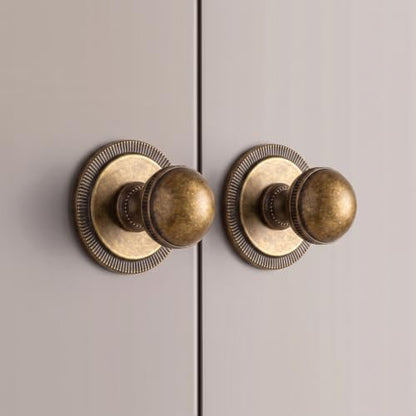 Goo-Ki Cabinet Knobs with Backplate, Antique Brass, 6 Pack - color: Antique Brass, style: Radiant Crest Style