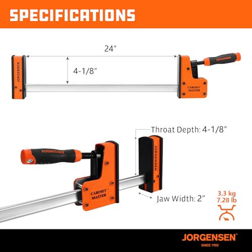 JORGENSEN 24-Inch Parallel Clamps, 2-Pack Bar Clamps, 2200 lbs Load Limit - size: 24 Inch