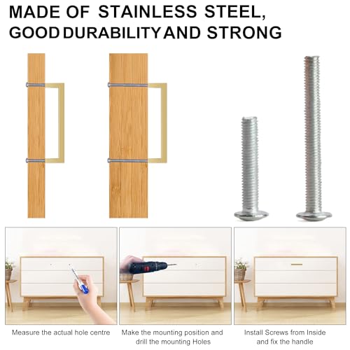 Cabinet Pulls Gold Cabinet Handles Square Drawer Pulls, 30 Pack 3-3/4 Inch Stainless Steel Kitchen Door Cupboard Cabinet Handles, Drawer Hardware Handles, 96mm Hole Centers - color: Gold, size: Two Hole - 3-3/4 inch Hole Centers(96mm)