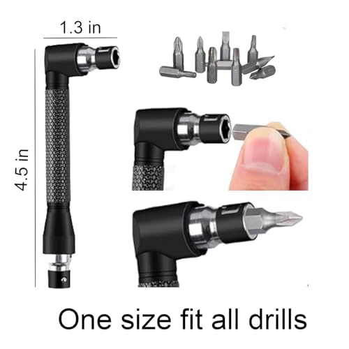 17Pcs Flexible Drill Bit Extension Set with Strong Magnetic Bit Holder, 105° & 360° Right Angle Drill Adapter, Rotatable Screwdriver Bits, for Tight Spaces DIY - color: 17 Sets Off Black