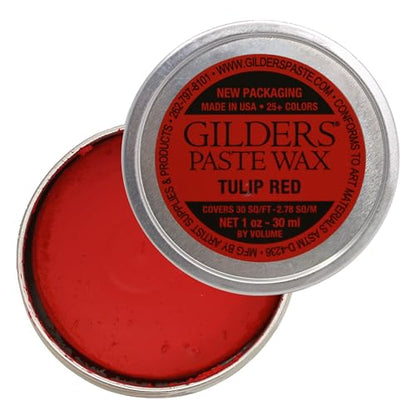 Gilders Paste Wax paste, Gilders paste wax 1 ounce canister, gilders wax paste 30 ml canister (TULIP RED)