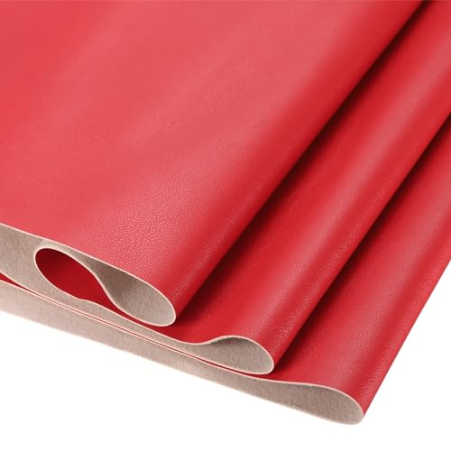 DMiotech 1 Pack 14 Inch x 53 Inch Faux Leather Sheet Furniture Cover Napa Skin Red PU Leather Roll for Handmade DIY Craft Projects - color: Red