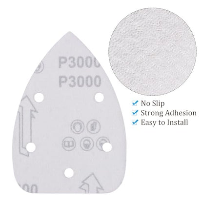 60pcs Mouse Sander Detail Sandpaper 3000Grit 3.5"x5.5" Triangle