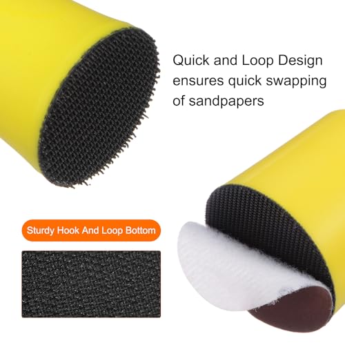 HARFINGTON 3pcs 1-Inch Hand Sanding Blocks Round for 1" Hook and Loop Discs Sandpapers for Wood Metal Mirror Car Polishing