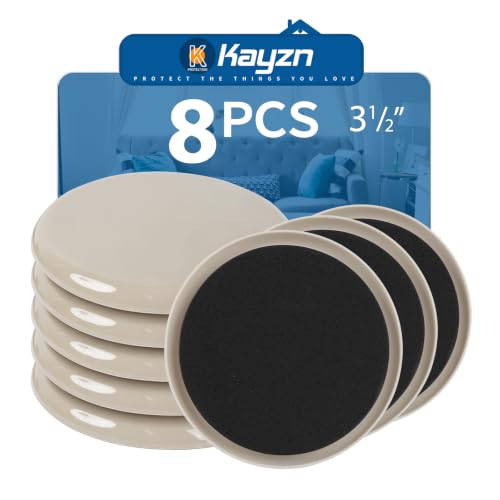 Furniture Sliders 8pcs 3 1/2 inch - Heavy Duty Reusable Round Sliders for Moving Furniture on Carpet, Easily Move Couches/Beds/Armoires/Chair/Table/Cabinet - size: 8pcs 3.5" Beige