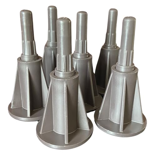 6PCS Steel Stem Plastic Bed Frame Feet to Replace Wheels. Sturdy and Protect Floor. Replacement Bed Feet with Plastic Inserts