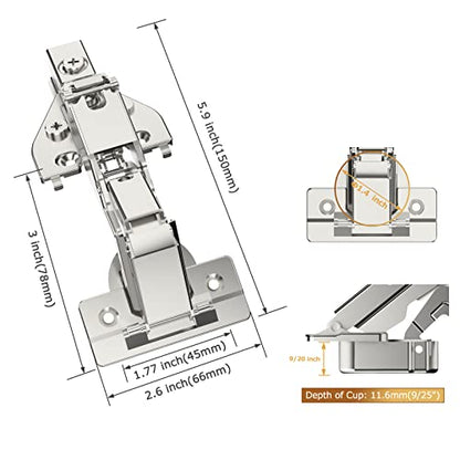 Furniware 2 Pack 1 Pair 165 Degree Lazy Susan Hinges Full Overlay Concealed for Cabinet, Cupboard, Folded Door, Combination with Screws(Regular) - size: 165 Degree