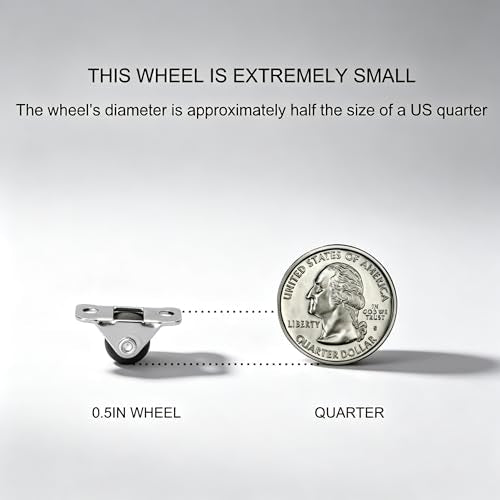 1/2 Inch Mini Rigid Caster Wheels, Micro Low-Profile,8‑Pack,17.5 lbs/Caster - size: SINGLE WHEEL-8pcs