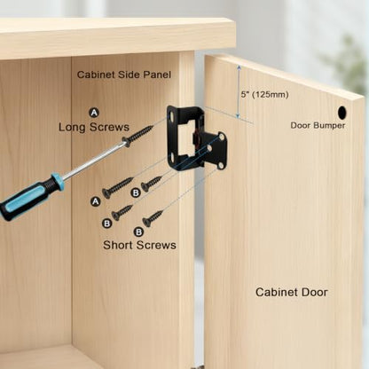 KNOBWELL 1/2" Overlay Black Cabinet Hinges for Cabinet Doors Kitchen 5 Pair - color: Matte Black