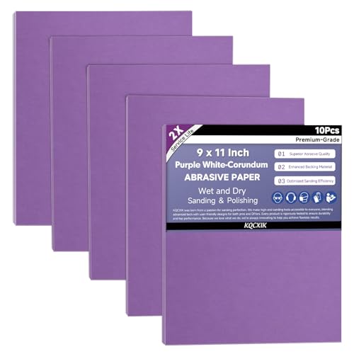 10-Sheet Premium White Corundum Wet Dry 1000 Grit Sandpaper - size: 9 x 11 Inch, style: 1000 Grit
