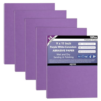 10-Sheet Premium White Corundum Wet Dry 1000 Grit Sandpaper - size: 9 x 11 Inch, style: 1000 Grit
