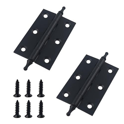 2.5 Inch Antique Style Solid Brass Butt Hinges with Ball Finials, Black Plated Butt Hinges with for Furniture Cabinet Drawer Door, 2PCS - size: 2.5 Inch