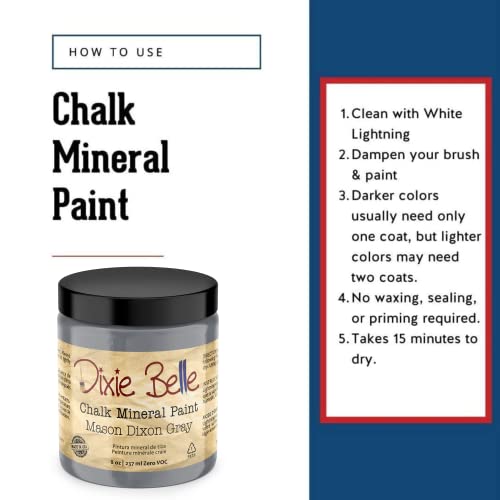 Dixie Belle Paint Company Chalk Mineral Paint - Mason Dixon Gray (8oz) - color: Mason Dixie Gray, size: 8 Fl Oz (Pack of 1)