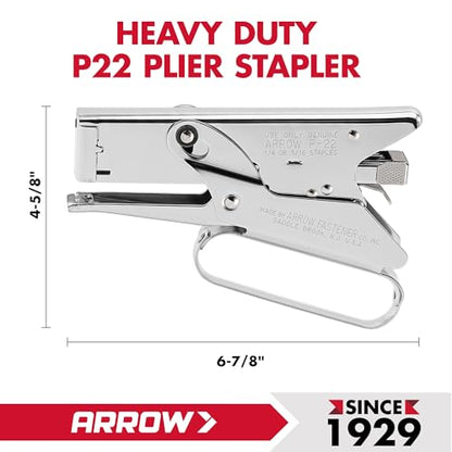 Arrow Fastener P22 Heavy Duty Handheld Plier Stapler for Crafts, Office, and Insulation, Uses 1/4-Inch and 5/16-Inch Staples - size: Medium