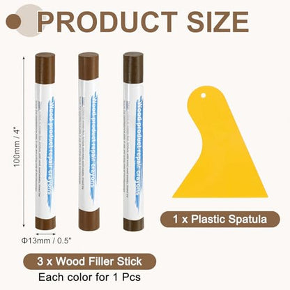 uxcell 3Pcs Wood Filler Sticks, Wax Crayons, 3 Colors Dark Brown Series - color: Dark Brown Series