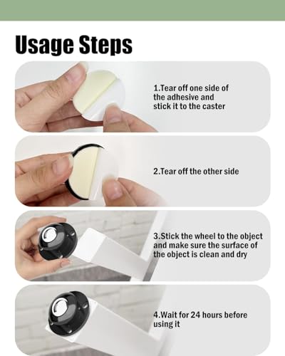 TRVL FIELDER Self Adhesive Furniture Wheels 1 Inch Low Profile Casters 8Pcs - color: BLACK, size: Y1