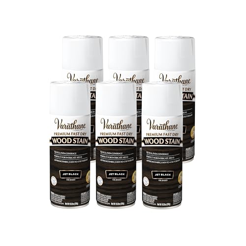 Varathane Premium Fast Dry Jet Black Wood Stain Spray - color: Jet Black, size: 10.25 Ounce (Pack of 6)