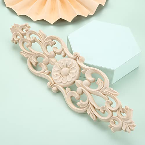 1Pc Wood Carved Appliques Furniture Wooden Carving Onlays Long Decals - size: 1-Pack