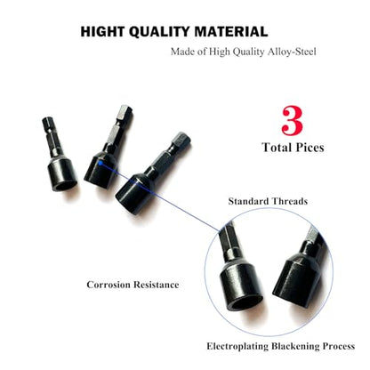 1/4"-20 5/16"-18 3/8"-16 3Pcs Hanger Bolt Driver Double Headed Wood Screws Fully All Threaded Rod Threaded Insert Hexagon Head Drill Driver Bits - size: Driver 1/4"+5/16"+3/8"