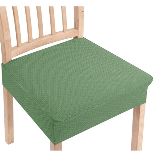 Smiry Stretch Jacquard Seat Covers for Dining Room Chairs Set of 2 - color: Green, size: Set of 2