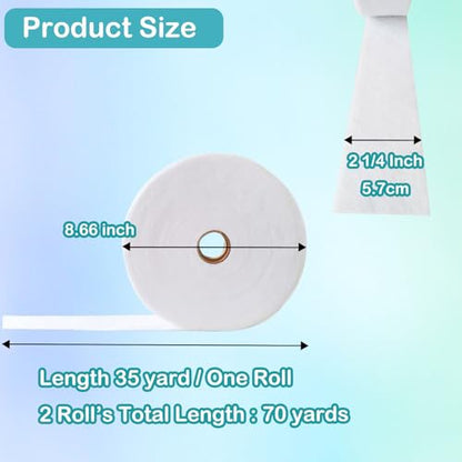 2 Roll Jelly Roll Batting Strip 2 1/4 Inch Cotton Blend Fleece Batting On A Roll Total 70 Yards for Jelly Roll Rugs,Throw Rugs,Braided Rug - size: 2 1/4in×70yd