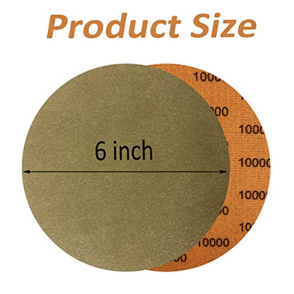 6 Inch 10000 Grit Wet Dry Sandpaper，10 PCS Hook and Loop Sanding Discs - style: Grit 10000
