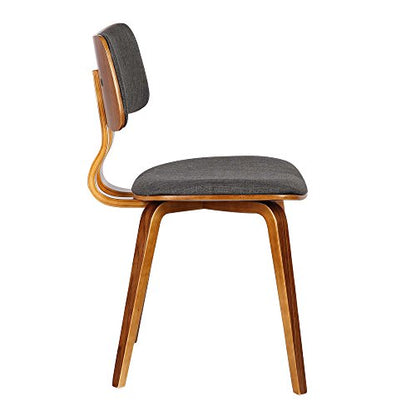 Armen Living Jaguar Mid-Century Dining Chair in Walnut Wood and Charcoal Fabric - Set of 4 - color: Charcoal/Walnut, size: Set of 4