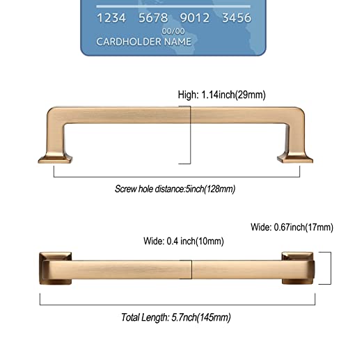9BUILD 10 Pack 5 Inch Champagne Bronze Cabinet Handles,Kitchen Hardware - color: Champagne Bronze, size: 5"/128MM Hole Center