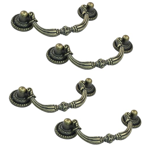 Vintage Bail Pull Handles, 3 Inch, Antique Bronze, 4Pcs - size: 3 Inch-4Pcs, Bronze