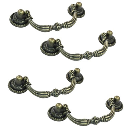 Vintage Bail Pull Handles, 3 Inch, Antique Bronze, 4Pcs - size: 3 Inch-4Pcs, Bronze