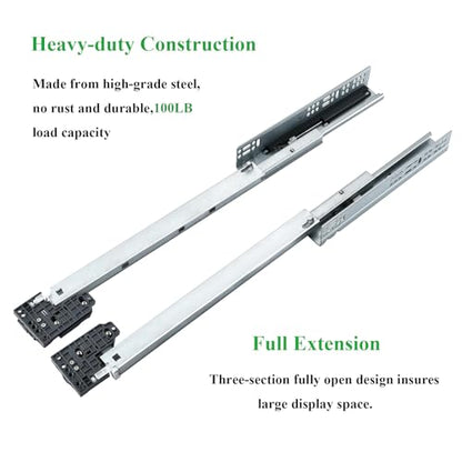 6 Pair 16 Inch (400mm) Soft Close Bottom Mount Undermount Drawer Slides - size: 16 Inch
