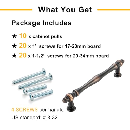 5 Inch Oil Rubbed Bronze Cabinet Pulls Drawer Handles 10 Pack 2510 - color: Oil Rubbed Bronze, size: 5 In Hole Distance