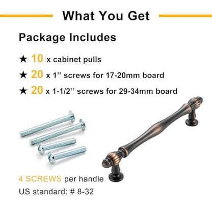 5 Inch Oil Rubbed Bronze Cabinet Pulls Drawer Handles 10 Pack 2510 - color: Oil Rubbed Bronze, size: 5 In Hole Distance