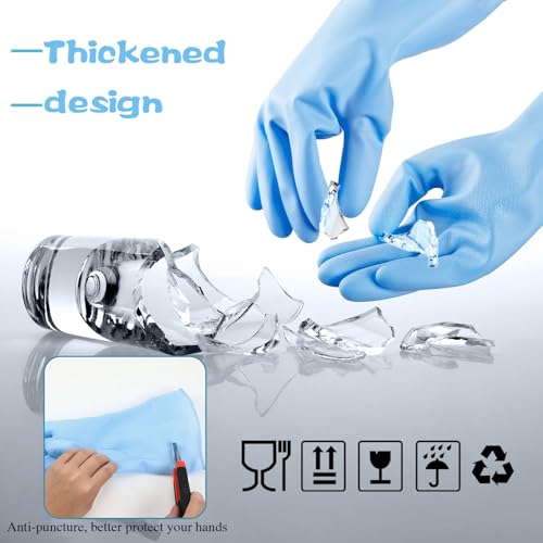Rubber Reusable Gloves Long Household Dishwashing Gloves Kitchen Cleaning for Dishes Clean Gardening - color: Blue, size: Large