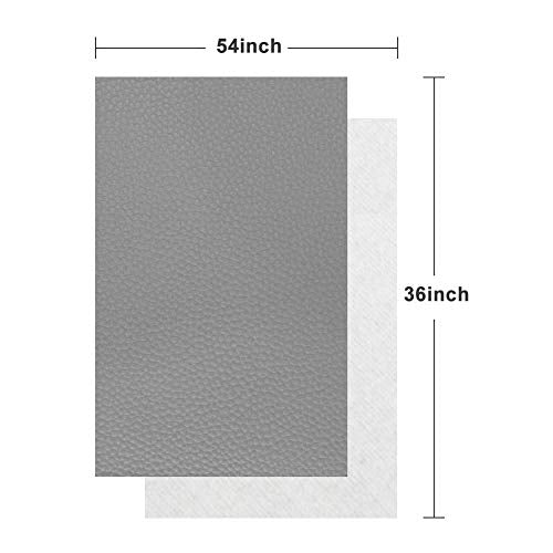 TORRAMI Soft Faux Leather Fabric, 1 Yard 54 x 36 in, Gray PU Leather - color: Gray, size: 1 Yard (54 x 36 inch)