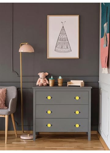 HUAMULAN Ceramic Knobs Cabinet Pulls with Black Base Backplate 10 Pack - color: Yellow Knob + Black Base