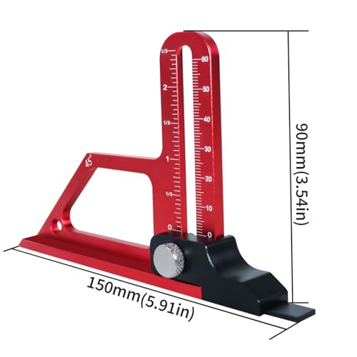 Woodworking Height Gauge, 0 to 60mm 45° Tablesaw Depth Measuring Ruler, Woodworking Setting Gauge Depth Gauge for Router Table Drill, Table Saw